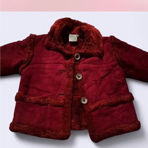 Kids Red Jacket with Faux Fur Trim